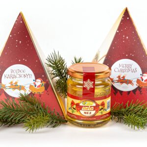 Ajándék piramis doboz karácsonyra.