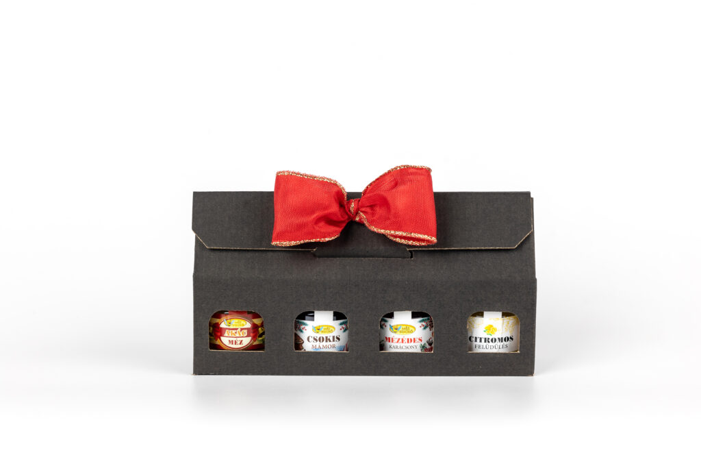 karacsonyi fekete kartondoboz 4x50g mezzel